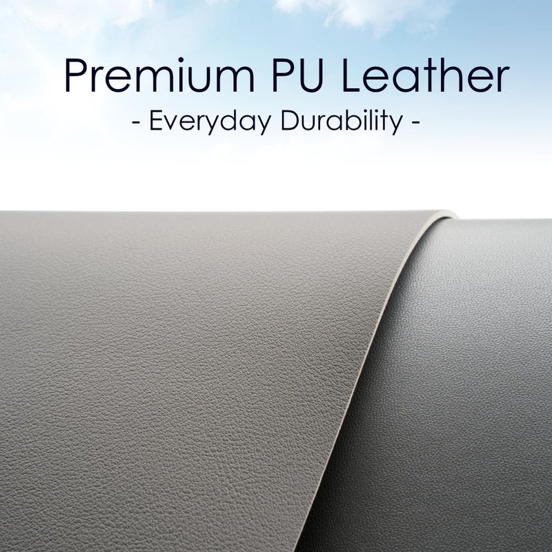 WAYBER Leather Desk Pad Protector, Waterproof Mouse Pad, PU Desk Mat, Office Desk Cover, Desk Writing Mat for Office/Home/Work/Cubicle (Gray/Silver) 35.4x17in - Image 2